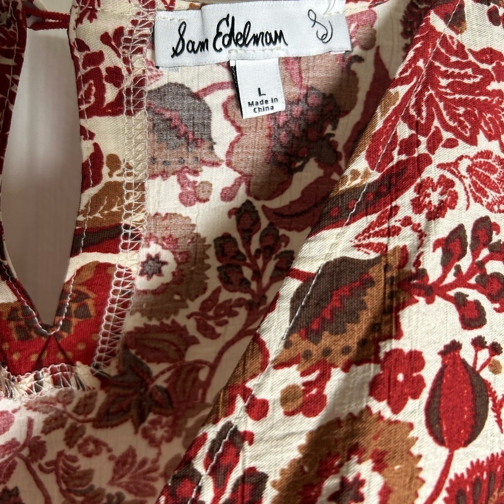 Sam Edelman Red and Brown Floral Blouse - Picture 2 of 6